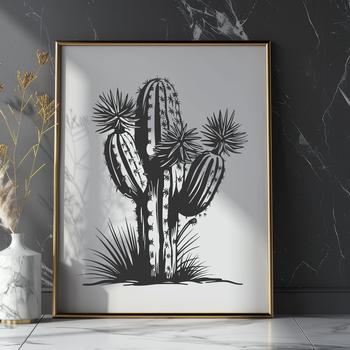 A 2D illustration of a prickly desert plant with cylindrical stems and sharp spines.