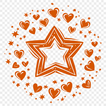 A star graphic with interlocking love hearts for a festive Christmas design.