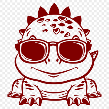 A prehistoric baby dinosaur wearing sunglasses, depicted in a colorful vector art style.