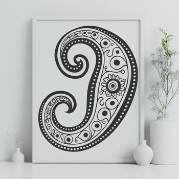 A traditional paisley motif featuring intricate patterns and ornate details.