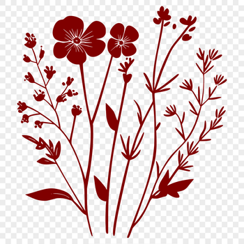 A stylized illustration of a wild flower in various colors and textures.