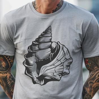A detailed illustration of a seashell, perfect for seaside-themed designs.