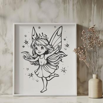 A delicate mythical creature with wings, depicted in full body form, suitable for vector art projects.