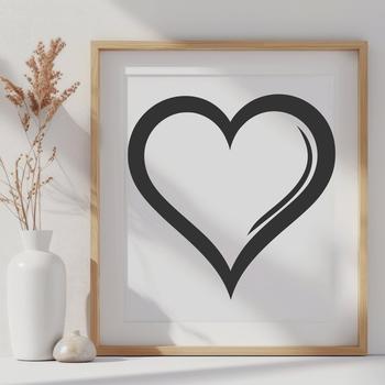 Simple line drawing of a love heart symbol, suitable for digital design and crafting projects.