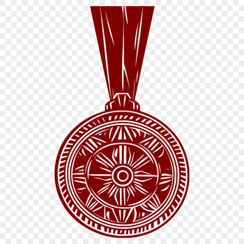 A vector illustration of a medal with a ribbed surface and a loop at the top.