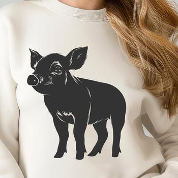A digital illustration of a pig in full body pose, suitable for use as clip art or vector design.