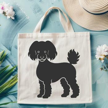 A full-body illustration of a poodle standing on all fours.