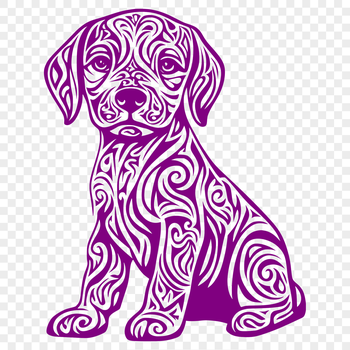 A sitting Weimaraner dog breed depicted in a simple and detailed vector illustration.