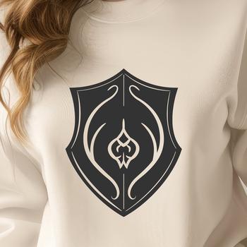 Shield design as a vector graphic with clean lines and solid colors.