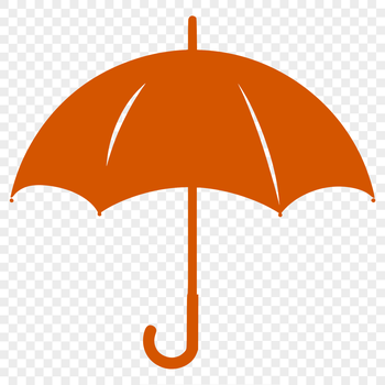 A colorful umbrella with a rounded canopy and long handle, suitable for vector graphics.