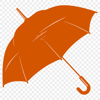 A simple outline silhouette of a traditional walking umbrella.