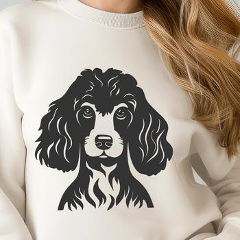 An illustration of a poodle's head with detailed features, suitable for clip art and vector design.