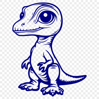A stylized illustration of a small prehistoric dinosaur in full body pose, suitable for graphic design.
