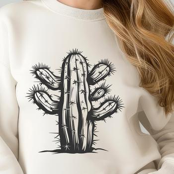 A vector graphic representation of a single cactus with intricate details.