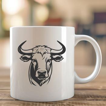SVG illustration of a cow's head, suitable for vector design and digital cutting.