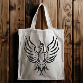 Mythical creature with outstretched wings and fiery plumage.
