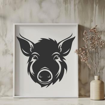 A detailed illustration of a pig's head, suitable for use in vector graphics projects.