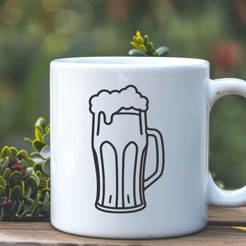 A glass filled with a frothy beer, depicted in a simple vector design.