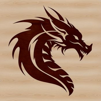 A detailed illustration of a mythical creature's head, created in vector format.