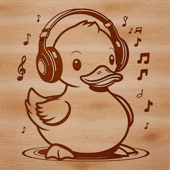A vector graphic design featuring a cartoon duck in various colors.