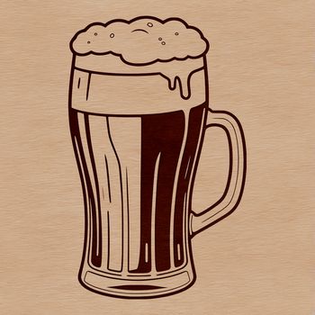 A digital illustration of a glass filled with beer, suitable for use in vector design.