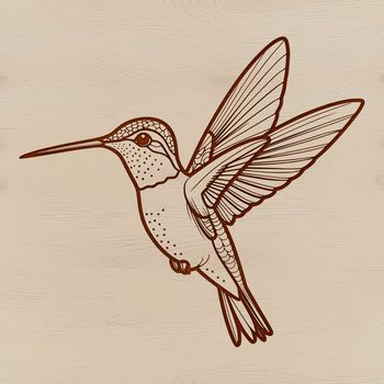 A vector graphic design featuring a stylized hummingbird silhouette against a simple background.