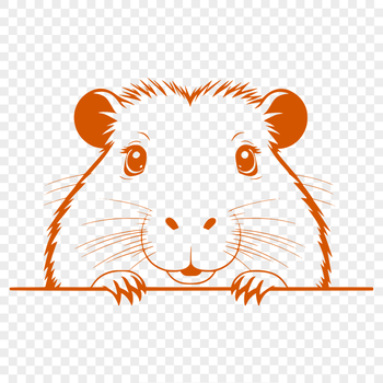Close-up vector illustration of a capybara peeking out from behind a tree trunk.