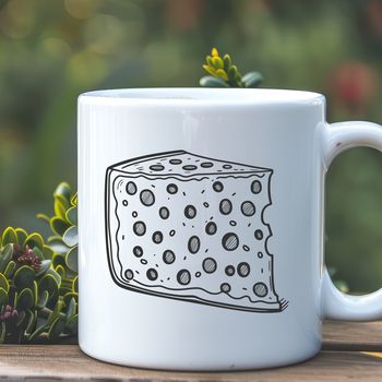 A detailed illustration of a wedge-shaped cheese, ideal for vector art designs.