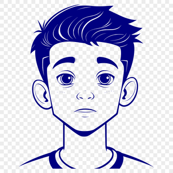 A young boy standing alone in a simple background, created as a vector graphic.