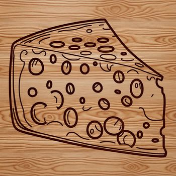 A stylized illustration of a wedge of cheese, suitable for vector art and cutting machine designs.