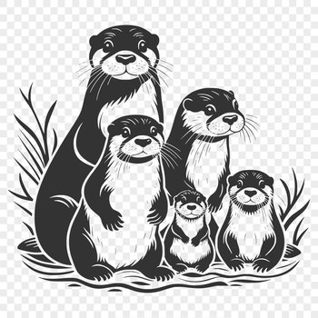 A detailed illustration of a river otter in its natural habitat.