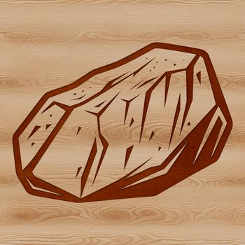 A digital illustration of a rock with detailed texture and geometry, suitable for vector art and design projects.