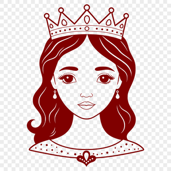 A royalty-inspired illustration of a young female character in a princess costume, suitable for vector-based designs.