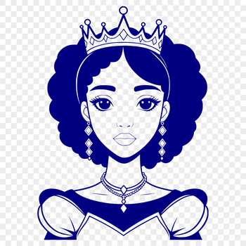 A young female character in a regal setting, designed as a digital vector art.