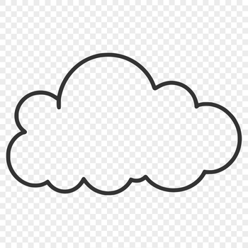 A stylized illustration of a white cloud with soft edges.