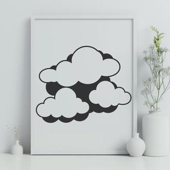 A simple, hand-drawn illustration of a white cloud in the sky.