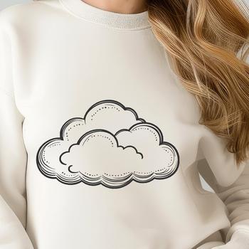 Illustrative representation of a white cloud in the sky for graphic design and digital art.