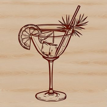 A stylized illustration of a cocktail in a glass, suitable for digital use and vector design.