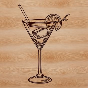 A colorful cocktail illustration in a glass, suitable for digital use as clip art.