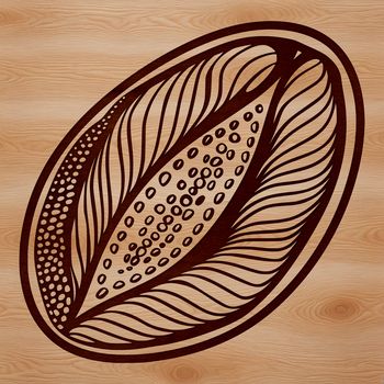 A stylized illustration of a coffee bean in vector format, suitable for digital design and printing.