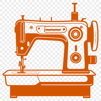 A detailed digital illustration of a sewing machine for commercial and personal projects.