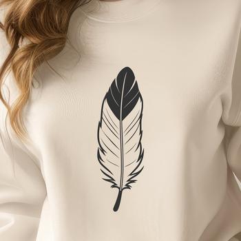 Vector illustration of a single white feather with detailed texture and shape, suitable for clip art and design projects.