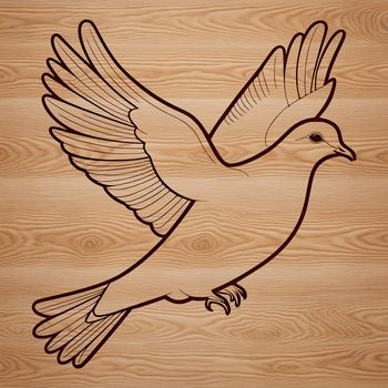 A stylized illustration of a white dove in flight, created as an editable vector graphic.