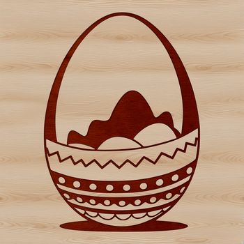 A colorful hand-drawn Easter egg design featuring intricate patterns and shapes.
