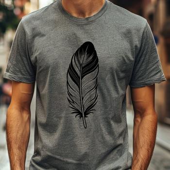 A single white feather with smooth edges in vector format.