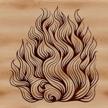 A stylized illustration of a single flame with curved shape and flickering edges, suitable for digital design projects.