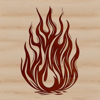 A stylized flame shape made up of curved lines and smooth edges, suitable for digital designs.
