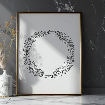 Illustration of a stylized floral wreath created with digital design tools.
