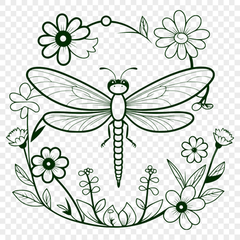 Vector design of a dragonfly with intricate details suitable for cutting machines or laser cutting.