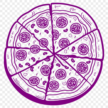 A vector illustration of a classic Italian-style pizza with melted cheese and toppings.
